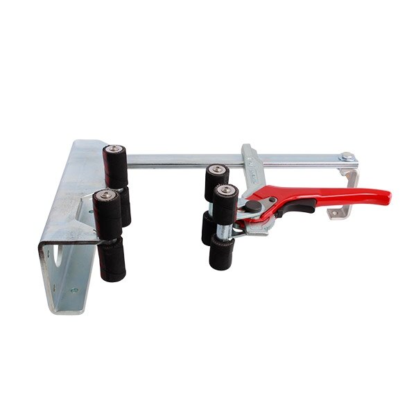 Fire extinguisher servicing clamp for wall, desk or vehicle mounting